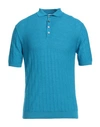 Daniele Fiesoli Man Sweater Turquoise Size L Linen, Organic Cotton In Blue