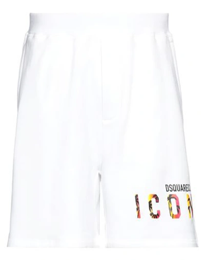 Dsquared2 Man Shorts & Bermuda Shorts White Size M Cotton