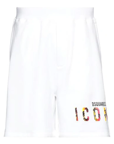 DSQUARED2 DSQUARED2 MAN SHORTS & BERMUDA SHORTS WHITE SIZE L COTTON