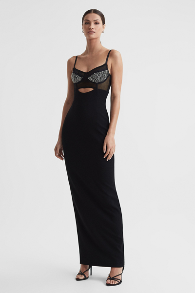 Rachel Gilbert Embellished Corset Maxi Dress In Black