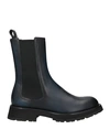 Alexander Mcqueen Man Knee Boots Midnight Blue Size 12 Soft Leather In Black