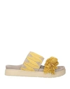 Inuikii Woman Sandals Marigold Size 7 Natural Raffia, Goat Skin In Yellow