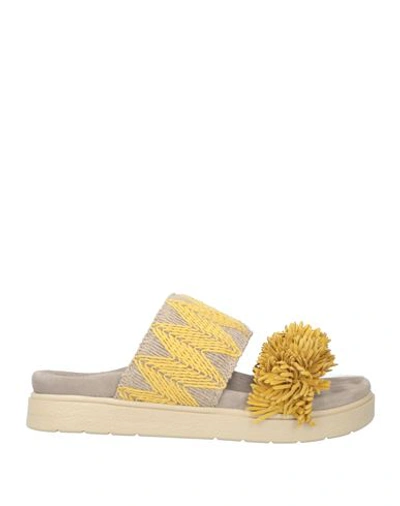 Inuikii Woman Sandals Marigold Size 7 Natural Raffia, Goat Skin In Yellow