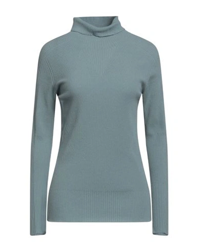Giorgio Armani Woman Turtleneck Pastel Blue Size 12 Wool, Polyester In Blue