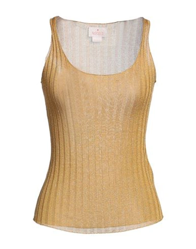 Nocold Woman Tank Top Ocher Size L Viscose, Polyester In Yellow