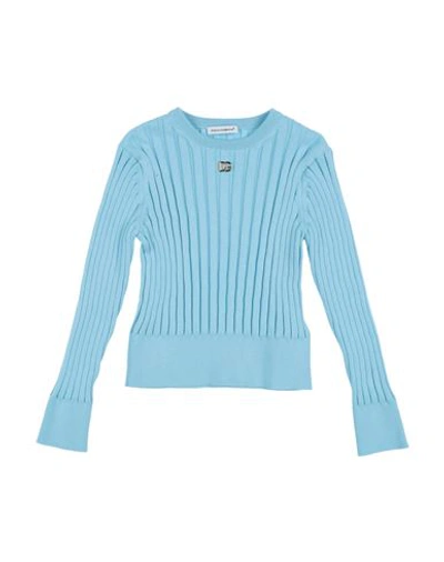 Dolce & Gabbana Babies'  Toddler Girl Sweater Sky Blue Size 3 Cotton, Bronze