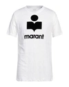 Isabel Marant Linen Crew Neck T-shirt With Bold Graphic Logo In White