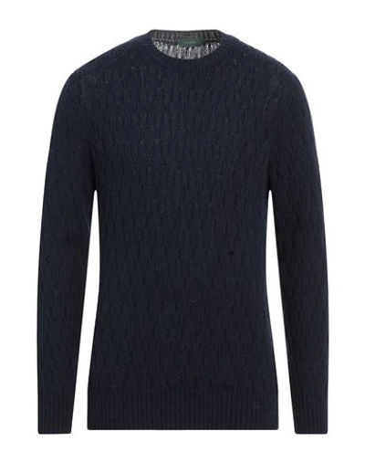 Zanone Man Sweater Midnight Blue Size 40 Alpaca Wool, Virgin Wool In Blue