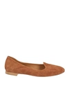 Anna F . Woman Ballet Flats Camel Size 7.5 Soft Leather In Beige