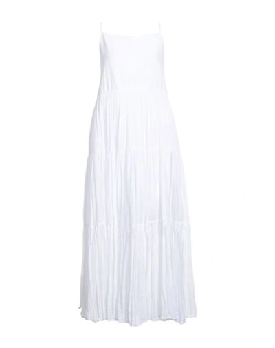 European Culture Woman Maxi Dress White Size L Cotton, Ramie, Silk