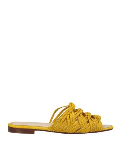 Zyne Woman Sandals Mustard Size 10 Textile Fibers In Yellow