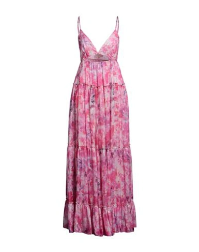 Rococo Sand Woman Maxi Dress Fuchsia Size M Viscose, Metallic Fiber In Pink