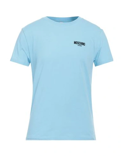 Moschino Man T-shirt Sky Blue Size Xl Cotton, Elastane