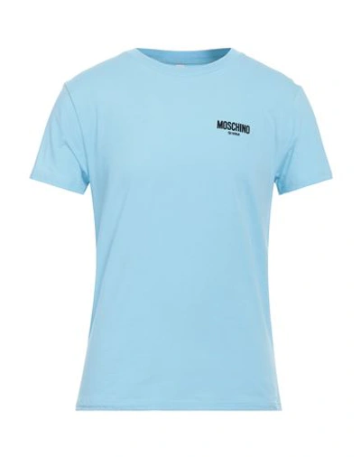 Moschino Man T-shirt Sky Blue Size L Cotton, Elastane