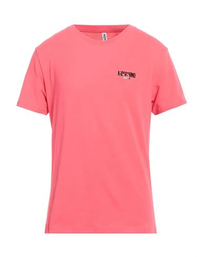 Moschino Swim Man T-shirt Coral Size L Cotton, Elastane In Red