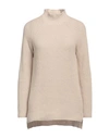 Gentryportofino Woman Turtleneck Beige Size 6 Virgin Wool, Cashmere