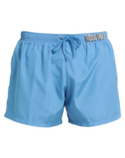 Moschino Man Swim Trunks Pastel Blue Size Xs Polyester