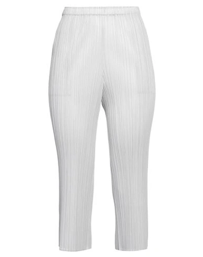 Issey Miyake Woman Cropped Pants Light Grey Size 4 Polyester