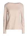 Majestic Filatures Woman T-shirt Beige Size 1 Cotton, Cashmere