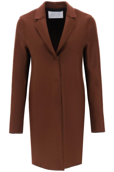 Harris Wharf London Single-breasted Coat In Pressed Wool In Brown
