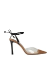 Jimmy Choo Woman Pumps Camel Size 9.5 Soft Leather, Textile Fibers In Beige