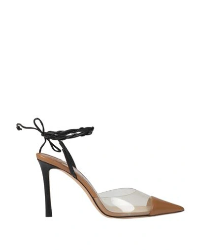 Jimmy Choo Woman Pumps Camel Size 9.5 Soft Leather, Textile Fibers In Beige