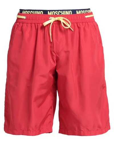 Moschino Man Swim Trunks Red Size Xxl Polyester, Polyamide, Elastane