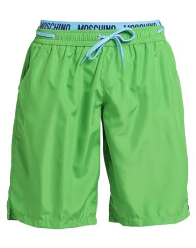 Moschino Man Swim Trunks Green Size S Polyester, Polyamide, Elastane