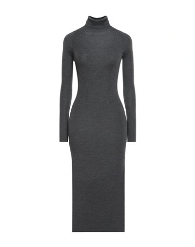 Gentryportofino Woman Midi Dress Lead Size 8 Virgin Wool, Silk In Grey