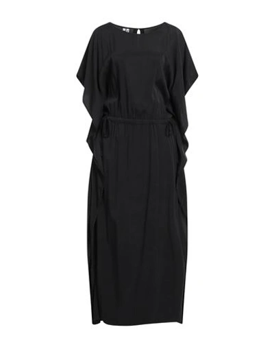 European Culture Woman Maxi Dress Black Size L Cupro, Rayon, Rubber