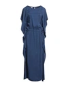 European Culture Woman Maxi Dress Navy Blue Size L Cupro, Rayon, Rubber