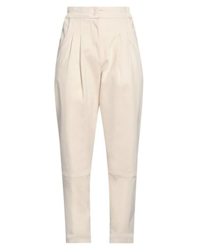 Gentryportofino Woman Pants Beige Size 14 Cotton, Elastane