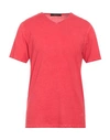Vneck Man T-shirt Red Size L Cotton