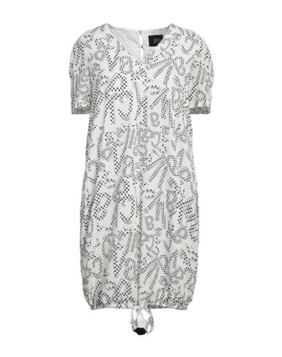 Cavalli Class Woman Mini Dress White Size 10 Cotton, Elastane