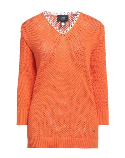 Cavalli Class Woman Sweater Orange Size S Cotton, Polyamide