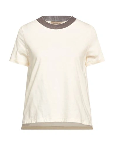 Gentryportofino Woman T-shirt Ivory Size 18 Cotton In White