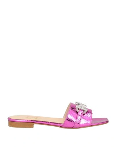 Divine Follie Woman Sandals Fuchsia Size 9 Soft Leather In Pink