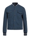 A.testoni Testoni Man Denim Outerwear Navy Size 38 Cotton, Elastane In Navy Blue
