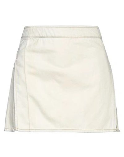 PALM ANGELS PALM ANGELS WOMAN DENIM SKIRT PASTEL YELLOW SIZE 27 COTTON, SOFT LEATHER, POLYESTER