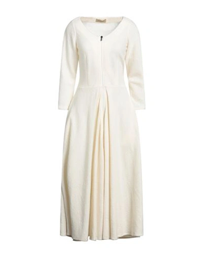 Gentryportofino Woman Midi Dress Off White Size 10 Virgin Wool