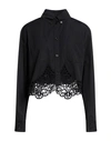 Burberry Cropped Shirt With Macrame Lace Insert In Black