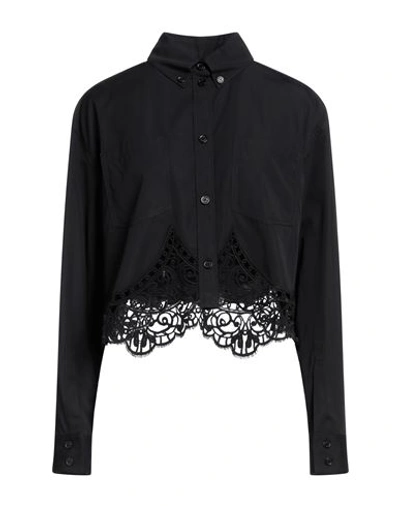 BURBERRY BURBERRY WOMAN SHIRT BLACK SIZE 6 COTTON, POLYESTER