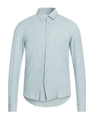 Sandro Man Shirt Sky Blue Size Xxl Viscose In Blue