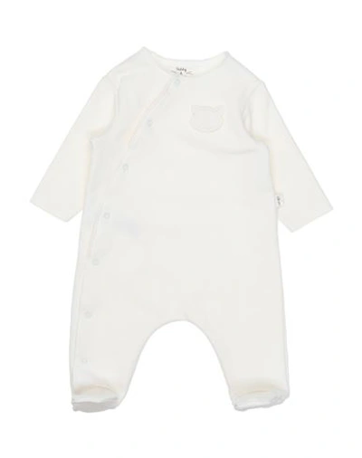 Teddy & Minou Newborn Girl Baby Jumpsuits & Overalls Ivory Size 1 Cotton, Elastane In White