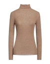 Gentryportofino Woman Turtleneck Khaki Size 12 Alpaca Wool, Silk In Beige