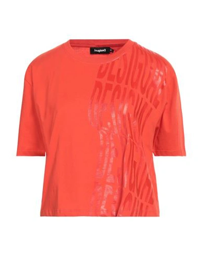 Desigual Woman T-shirt Orange Size Xxl Cotton