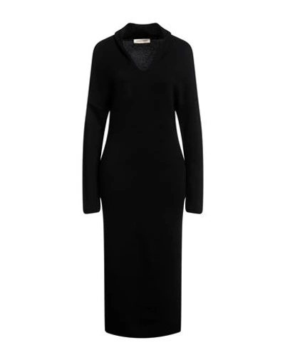 Gentryportofino Woman Midi Dress Black Size 12 Virgin Wool, Cashmere