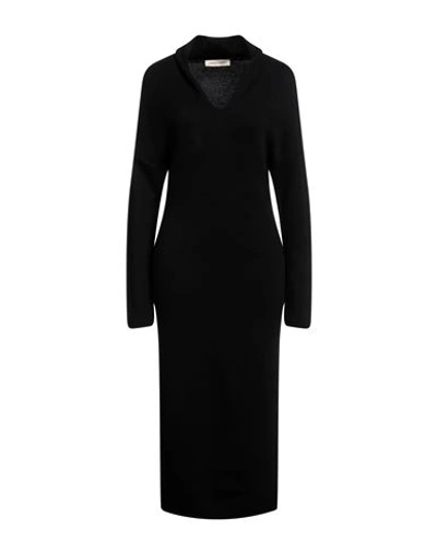 Gentryportofino Woman Midi Dress Black Size 14 Virgin Wool, Cashmere