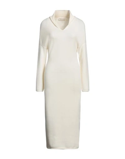 Gentryportofino Woman Midi Dress Off White Size 8 Virgin Wool, Cashmere