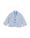 Manuell & Frank Newborn Boy Blazer Light Blue Size 3 Cotton, Elastane In Blue